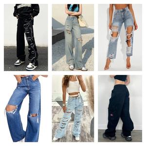 Jeans de Mezclilla Rectos de Verano para Mujer, 100% Algodón, Lavados, de Segunda Mano, Excedentes de Fábrica, 2025 - Product Image 3