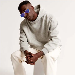 heavy Cotton High Quality Unisex streetwear Custom Boxy cropped French Terry hoodie <b>Plain</b> heavyweight Oversized <b>Hoodies</b> - Product Image 3