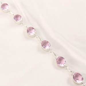 Bracelet de charme tennis en zircon rose fait à la main en argent sterling 925, bijoux simples, classiques et luxueux pour femmes, cadeau d'anniversaire - Product Image 3