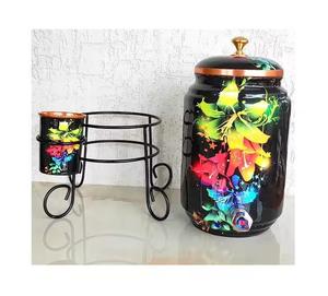 Recipiente de agua de cobre puro 100% con vidrio de cobre Enfriador de agua de diseño único Capacidad de 5 litros y personalizado - Product Image 2