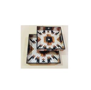 Plateau en bois massif imprimé, taille personnalisée, plateau de service pour fruits et aliments, lot de 3, artisanat fait main, plateau imprimé émaillé de qualité supérieure - Product Image 3