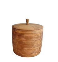 Récipient de stockage de nourriture sèche en bois naturel, meilleur prix, pot en bois fait à la main avec couvercle pour épices et céréales