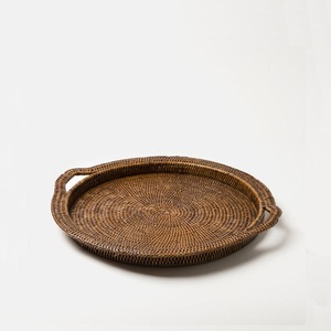 Bandeja Redonda de Ratán Marrón, Bandeja de Mimbre para Servir, Hecha a Mano, Bandeja de Ratán Natural, Decoración del Hogar, Estilo Rústico, Hecho en Vietnam - Product Image 1