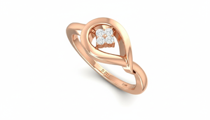 14K Gold & Natural Diamond Women's Luxury Swirl Ring with 4 Round Brilliant Cut <b>Stones</b> | 0.05Ctw Gold Plated Dailywear - Product Image 4