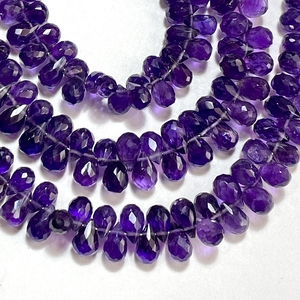 Cuentas de Briolette de lágrima facetadas de amatista púrpura al por mayor piedra Natural 4,5x6-5x7,5 MM agujeros de taladro lateral para la fabricación de joyas - Product Image 3