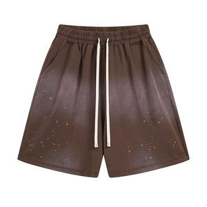 กางเกงขาสั้นผ้าแคนวาสสไตล์วินเทจย้อมสีแบบแอซิดวอชสำหรับผู้ชาย ผลิตตามแบบ OEM ขอบดิบ พิมพ์ลายพัฟ 100% ผ้าฝ้ายเนื้อแน่น แห้งเร็ว - Product Image 3