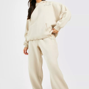 Conjunto de chándal con capucha y eslogan de texto para mujer de 2 piezas de longitud completa Conjunto de Jogger de lana y pantalones de chándal transpirables - Product Image 6