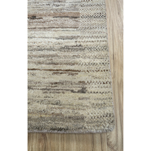 พรมขนสัตว์อัฟกันถักมือสีเบจและสีน้ำตาลลายทาง รุ่น AKWL-4016 รูปทรงสี่เหลี่ยมผืนผ้า สำหรับห้องนั่งเล่น ใช้ในบ้าน วัสดุวิสโคส - Product Image 4