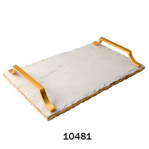 Fournitures directes d'usine décor d'hôtel plateau de service en marbre avec poignée Twinge Design rare plateau de serveur en marbre plateau en marbre personnalisé - Product Image 3