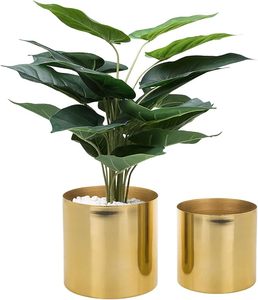 Ensemble de jardinière en métal de haute qualité avec support Pots de fleurs minimalistes pour intérieurs modernes Pot de fleurs vintage pour patio ou entrée - Product Image 1