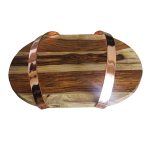 Bandeja de servicio de madera de diseño moderno Mango de color cobre Platos de madera de calidad superior para bodas Fiestas Hoteles Restaurantes - Product Image 1