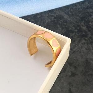 925 Sterling Silver Minimalist Gold Plated Multi-Heart <b>Adjustable</b> <b>Ring</b> Women Classic Enameled Lines Engagement Weddings Parties - Product Image 5