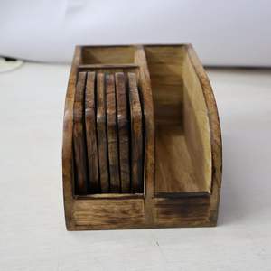 Fabricante de Juego de Posavasos de Madera con Porta Cubiertos y Porta Servilletas |   Posavasos de Madera Natural, Suministro de Fábrica al por Mayor - Product Image 4