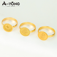 Pièces de monnaie turques anneaux plaqué or 18 carats Simple saoudien musulman Couples anneau dubaï egypte femmes bijoux vêtements quotidiens