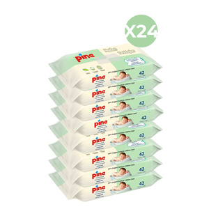 Lingettes humides pour nouveau-nés, lot de 42 (24 paquets) - Lingettes nettoyantes douces - Product Image 1