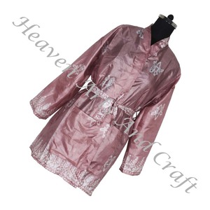 KS012-Robe de nuit indienne bohème en soie imprimé floral sari vintage fait à la main, peignoir, robe de plage ethnique, kimono d'été sari - Product Image 5
