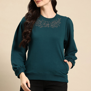 Sweat-shirt à capuche en molleton de coton décontracté personnalisé par les fabricants, broderie 3D, col rond, sweat-shirt pour femmes - Product Image 3