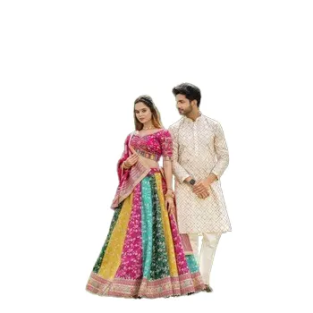 Conjunto Lehenga Choli com Kurta masculino para festas e casamentos, design moderno de boa qualidade