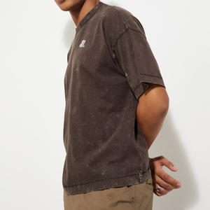 เสื้อยืดผู้ชายสไตล์วินเทจ ผ้าคอตตอน 100% คุณภาพสูง ซักกรด ทรงโอเวอร์ไซส์ สไตล์ดิสเทรส ขายส่ง - Product Image 4