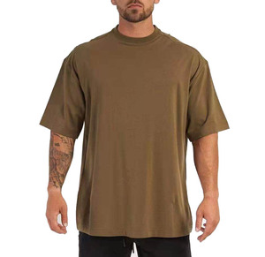 เสื้อยืดขนาดใหญ่สำหรับผู้ชายเสื้อยืดแฟชั่นสำหรับผู้ชายชุดออกกำลังกายฟิตเนสผ้าคอตตอน5% 95% ขนาดใหญ่ - Product Image 1