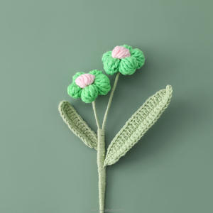 Groothandel handgemaakte gebreide kleine 2-koppige gehaakte enkelvoudige puff bloemen - Product Image 2