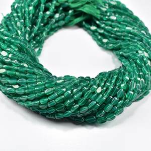 Perles de pierres précieuses en vrac de forme ovale lisse d'onyx vert de qualité supérieure 3-6mm perles en vrac de pierre d'onyx pour la fabrication de bijoux au prix de gros - Product Image 5