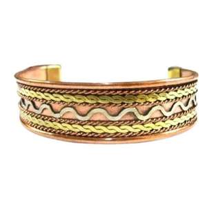 Bracelet ajustable en cuivre et laiton de qualité supérieure, finition de haute qualité, taille unique, bracelets de yoga et de méditation, recommandés par les médecins - Product Image 1