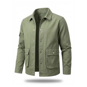 Veste en jean pour homme, boutonnée, décontractée, cargo, design, veste d'hiver pour l'extérieur - Product Image 2