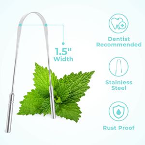 أداة تنظيف اللسان على شكل حرف U من الفولاذ المقاوم للصدأ 304 لإزالة رائحة الفم الكريهة والعناية بالفم - Product Image 3