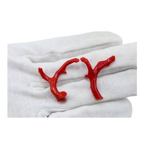 Combina un par de Coral rojo italiano Natural en forma de palo de Coral pulido áspero para hacer joyas de pendientes - Product Image 1