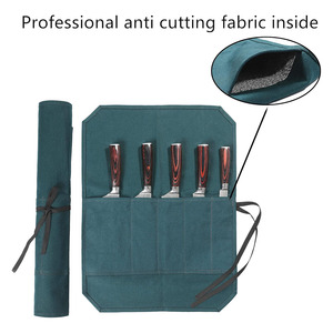 Premium Quality Handmade OEM/ODM <b>Waxed</b> <b>Canvas</b> Chef Knife Roll Bag 5 Slots Cut Resistant Liner Foldable Lightweight for Chefs BBQ - Product Image 2