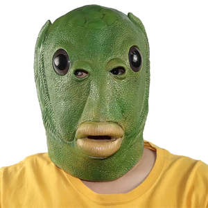 Máscara de Pez Verde Divertida para Cosplay, Máscara Facial de Plástico y Látex para Fiestas de Disfraces, Halloween y Festividades - Product Image 1