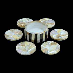 Juego de Posavasos de Mármol Indio con Incrustaciones de Piedra, Arte de Incrustaciones de Piedra, Posavasos de Mármol Blanco, Posavasos de Lujo para Bebidas - Product Image 6