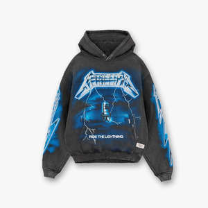 OEM Custom Acid Wash Hoodie Men Screen Print logo Heavyweight French Terry Fleece Vintage Distressed Lightning bolt Hoodie - Product Image 2