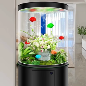 <span class=keywords><strong>Acquario</strong></span> Cilindrico in Vetro Personalizzato da 300-900L con Filtro a Fondo Integrato, Mobiletto Rotondo <span class=keywords><strong>per</strong></span> <span class=keywords><strong>Acquario</strong></span> <span class=keywords><strong>per</strong></span> Casa e Ufficio - Product Image 1