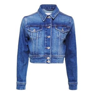 Women's Cropped Denim Jackets Wholesale Washed <b>Blue</b> Jean Coat Casual Summer Outerwear Shipping to USA - Product Image 1
