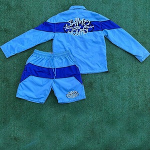 Cortavientos personalizado 100% Camisa estampada de algodón pantalones cortos de manga larga para hombres chándales casuales conjunto de tendencia transpirable - Product Image 5