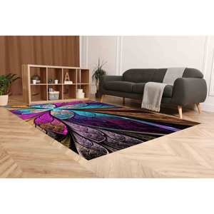 Tapis à motif floral fractal : tapis moderne antidérapant imprimé en 3D, tapis fin non tissé - Product Image 5