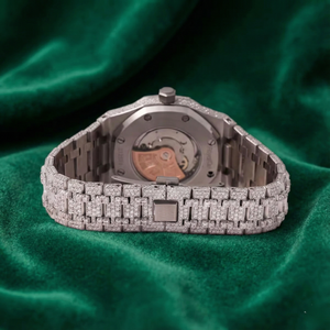 Montre automatique PJ Luxury entièrement sertie de moissanite, cadran à motif baguette, acier inoxydable, saphir, étanche, style diamant - Product Image 2