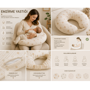 Coussin d'allaitement ergonomique Fronte Home Soft 100% coton mousseline, forme en C incurvée, réglable, pour un soutien optimal lors de l'allaitement - Product Image 2