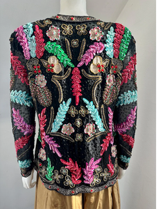 Autumn Season Women's Casual Beaded <b>Sequins</b> <b>Jackets</b> Front Logo Color Blocking Free Edge Thin Sustainable Breathable Long Length - Product Image 4