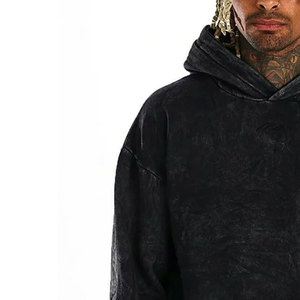 เสื้อฮู้ดดี้ผู้ชายสไตล์วินเทจ ทรงโอเวอร์ไซส์ น้ำหนักเบา ผ้าฝ้าย 100% ล้างสีแบบแอซิดวอช สำหรับฤดูหนาว รับผลิตตามสั่ง (OEM) ขายส่ง ปรับแต่งได้ - Product Image 5