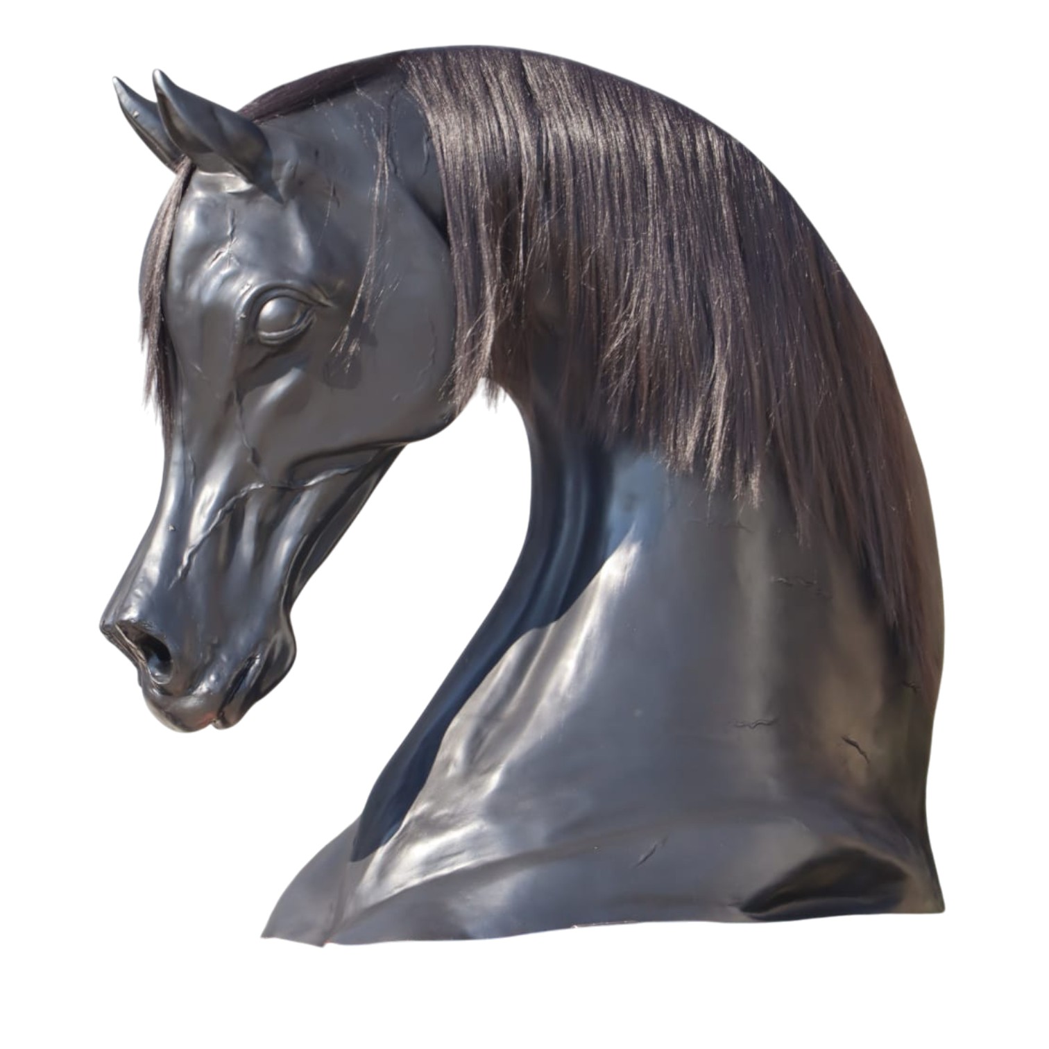 Tête De Cheval En Métal Déco Murale – Acier Noir Design Équestre – Grand Format 80 Cm