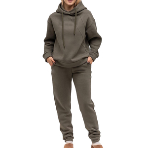 450 GSM Oversize 100% Sudadera con capucha de algodón y pantalones de chándal para mujer Chándal deportivo Jogging Running Pullover Chándales para mujer - Product Image 1