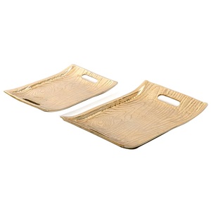Designer Rounded <b>Gold</b> Plated Finishing Metal <b>Serving</b> <b>Tray</b> for Home Hotel Restaurants Catering <b>Serving</b> Usage Handcrafted <b>Tray</b> - Product Image 4