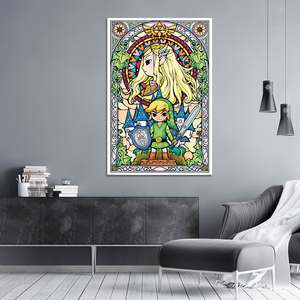 The Legend of Zelda Church Window <b>Poster</b> Canvas Material Black <b>Frame</b> Wall Decor - Product Image 2