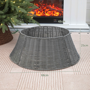 Handwoven Rattan Christmas Tree Collar <b>Wicker</b> Tree Base Cover Minimalist Farmhouse Holiday Decoration - Product Image 6