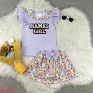 Mama ragazza rosa floreale capretta volant Top con Skort 2 pezzi set di abbigliamento per la festa della mamma gonne per bambini con fiocco - Product Image 5
