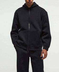 Customized High Quality Winter <b>Oversized</b> Zip Full Length Black Color Men's Hoodie Tracksuits & baggy <b>Sweatpants</b> 100% Cotton - Product Image 3
