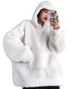 Sudadera con capucha de mezcla de lana Sherpa para mujer, de talla grande Sudadera con capucha, sudaderas con capucha para mujer, tela gruesa y pesada - Product Image 3